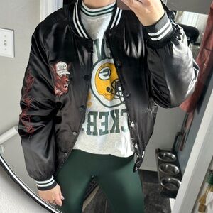 The laundry room Black Satin vintage coors light Varsity Jacket